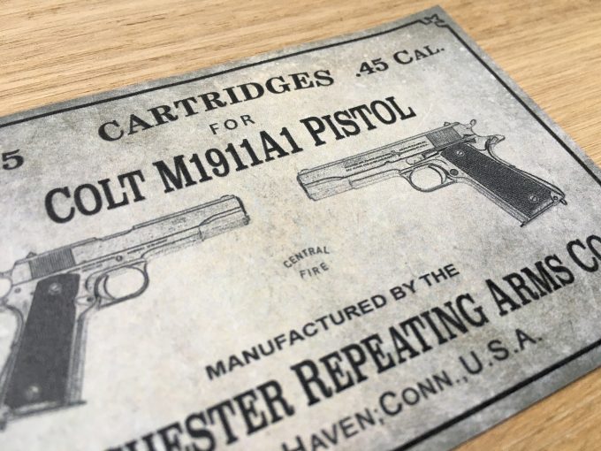 Sticker 35 cartridges Colt M1911A1 .45 Automatic Colt Pistol US Army old west western