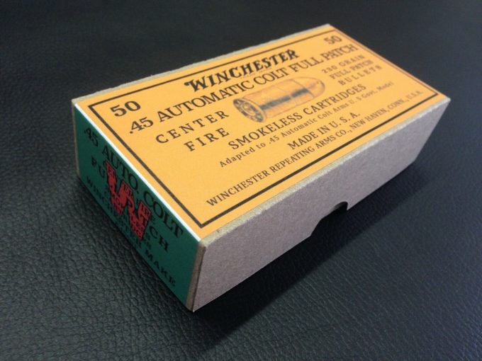 Vintage Winchester REPLICA Ammo Box for 50 ammunition Automatic Colt Pistol 1911 45 ACP