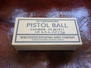 Boite munitions US ww2 WWII Caliber 45 M1911A1 ammo box replica Colt 1911 45