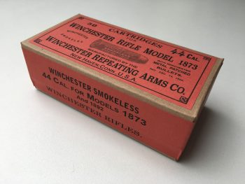 khristore Winchester Rifle Model 1873 Red LABEL STICKER 44 Cal ammo box 50 cartridges