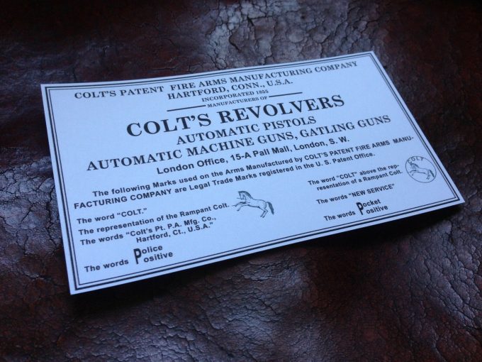 COLT'S REVOLVERS vintage label sticker Colt 1911 antique Colt revolver original colt label