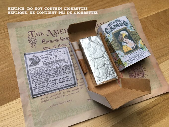 khristore Duke's CAMEO Cigarette Pack REPLICA 1890's Antique Vintage coupon certificate tabac ancien