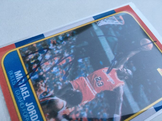 1986 MICHAEL JORDAN FLEER Card Signed PRINTED autograph NBA Basketball Chicago Bulls auction khristore france
