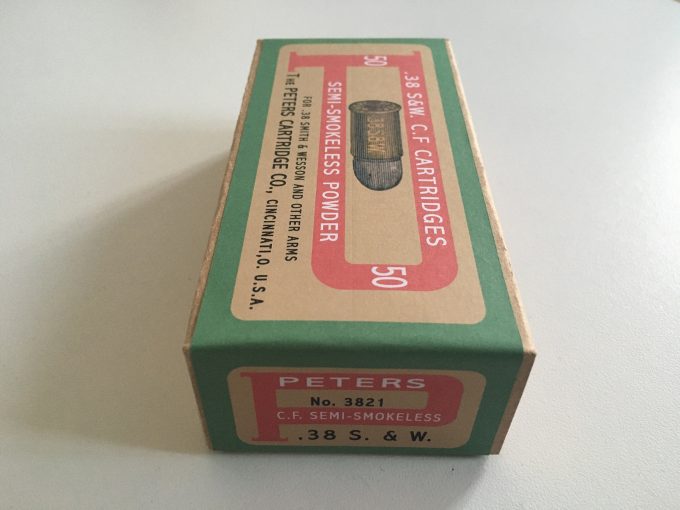 PETERS 38 S&W cartridges box Smith Wesson Semi smokeless powder replica khristore