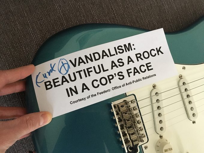 Kurt Cobain VANDALISM guitar Sticker Beautiful as a rock in a cop's face Autograph Signed Germany khristore