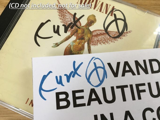 Kurt Cobain VANDALISM guitar Sticker Beautiful as a rock in a cop's face Autograph Signed Germany khristore