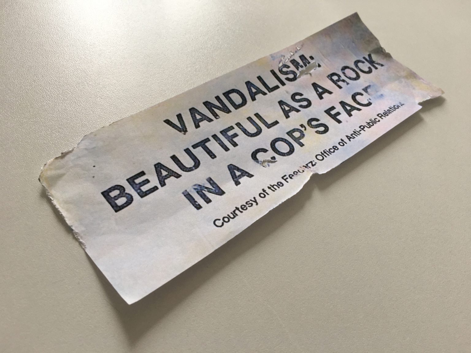 Kurt Cobain VANDALISM guitar Sticker Beautiful as a rock in a cop's