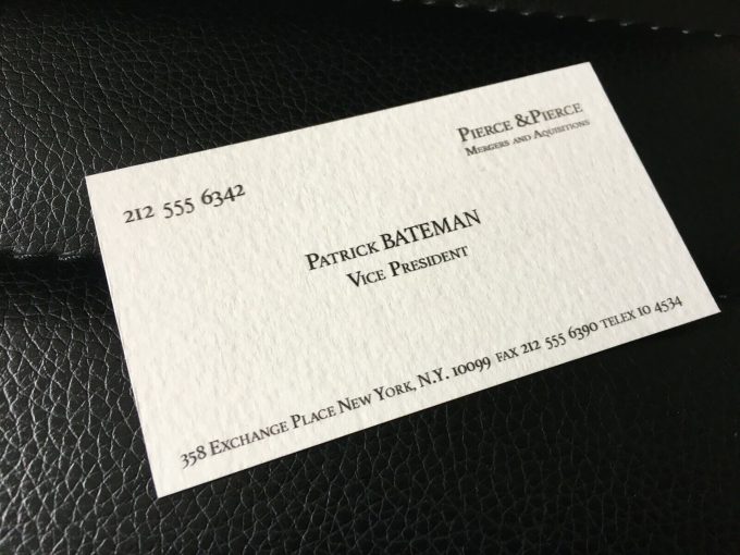 American Psycho Patrick BATEMAN Business Card : Carte de Visite | Christian Bale khristore