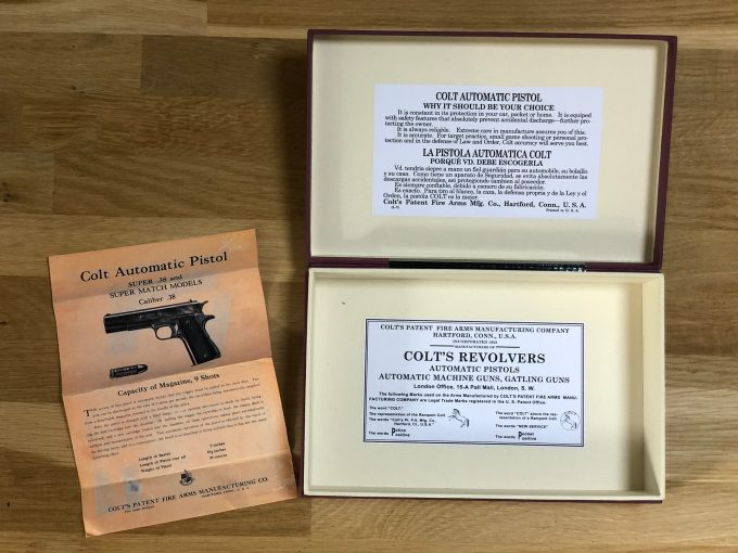 Box for Colt Super Match .38 Automatic Colt Pistol Commercial : Civilian with Instruction manual khristore 3