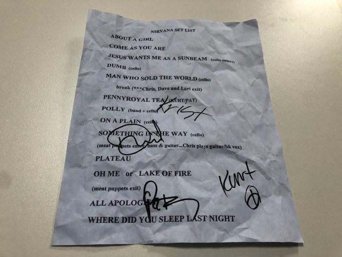 NIRVANA MTV Unplugged set list signed all members autographs Kurt Cobain Krist Novoselic Dave grohl Pat Smear 1