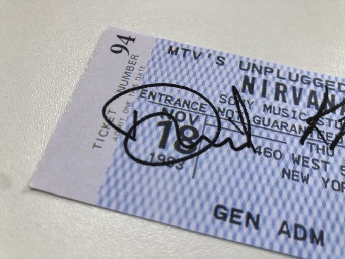 Nirvana MTV Unplugged Ticket Kurt Cobain Krist Novoselic Dave Grohl All Members autographs signed 4