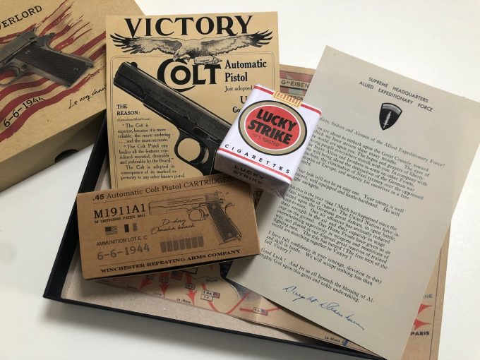 Operation Overlord d day June 6 1944 WWII Omaha beach Colt M1911A1 lucky strike 45ACP ammo box khristore 10
