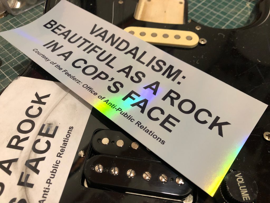 Kurt Cobain Vandalism Strat HOLOGRAPHIC Vinyl Sticker Beautiful as a