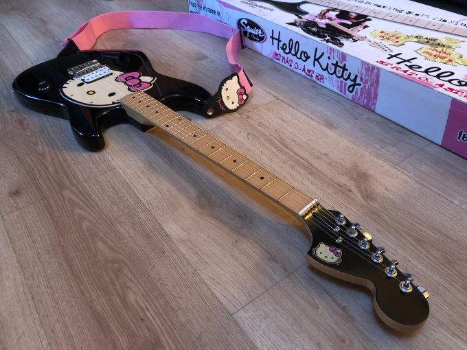 Squier Fender Stratocaster Hello Kitty Strat Box Strat strap matching headstock khristore 3