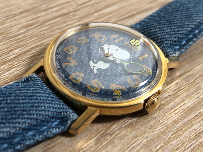 Snoopy denim strap Tennis watch timex jeans 70s 1970 1958 khristore box 1
