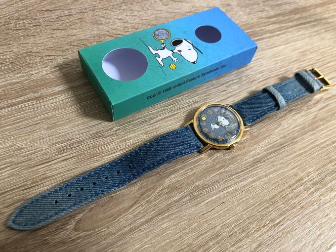 Snoopy denim strap Tennis watch timex jeans 70s 1970 1958 khristore box 3