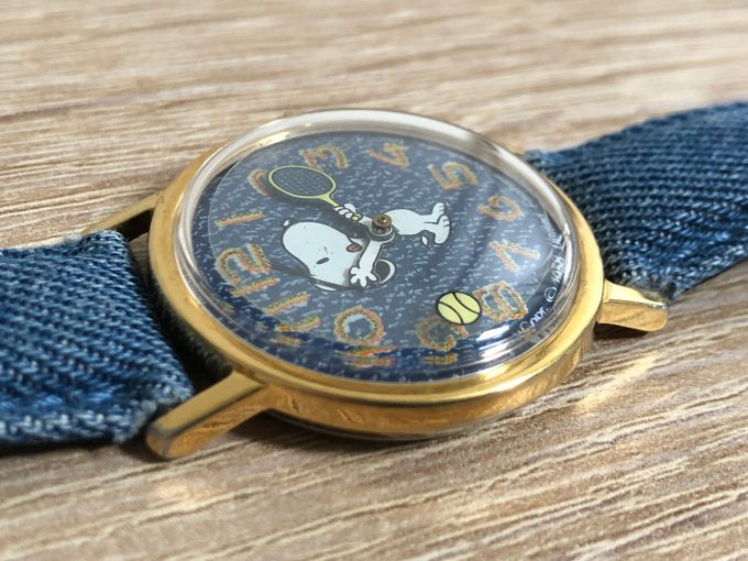 Snoopy denim strap Tennis watch timex jeans 70s 1970 1958 khristore box 8